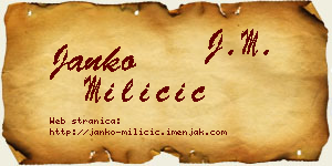 Janko Miličić vizit kartica